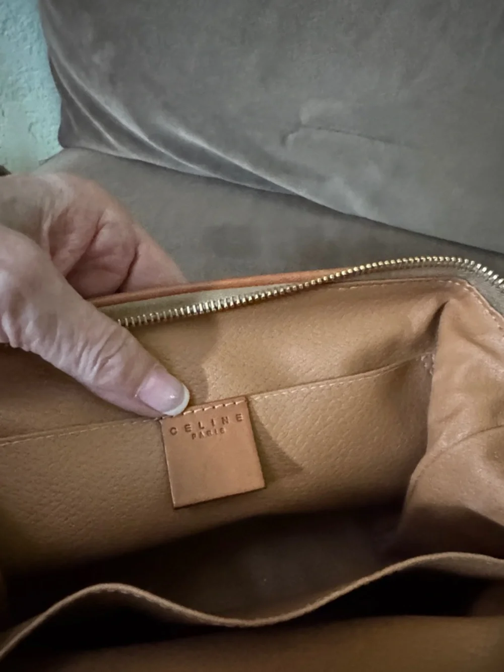 Hold for Mara Celine Brown Monogram Toiletry Pouch w Tan Trim Vintage Like New - Picture 7 of 11